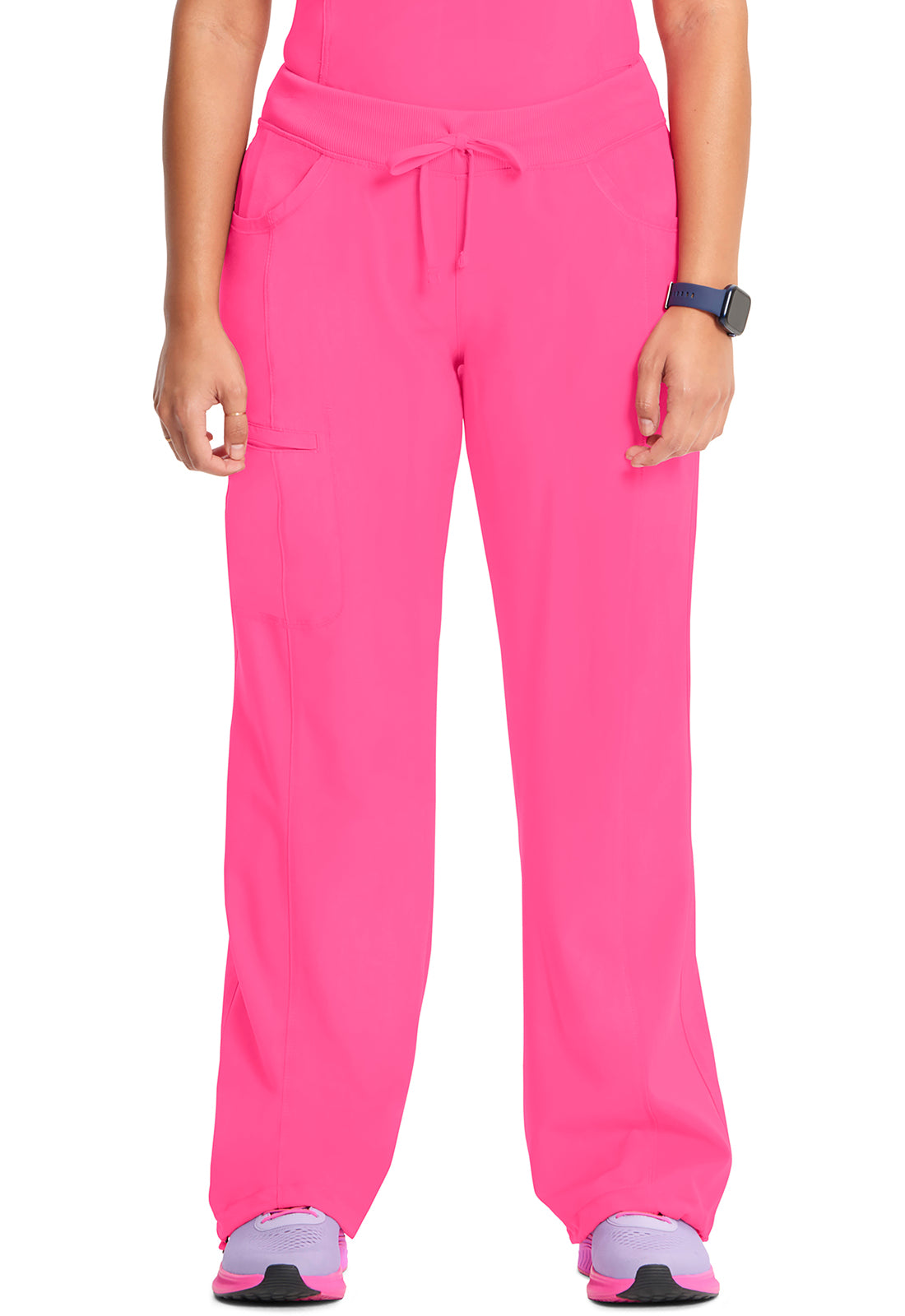 Classics 1123A Straight Leg Drawstring Pants Carmine Pink Model Image Front | Infinity