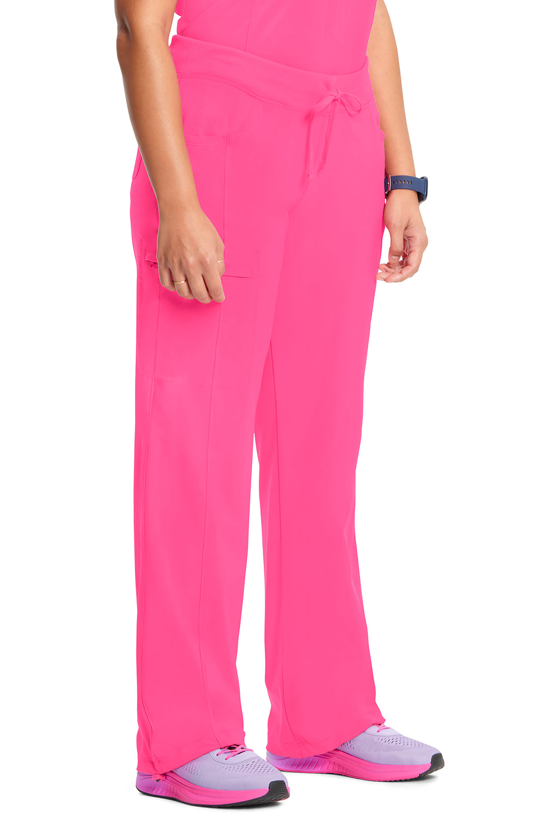 Classics 1123A Straight Leg Drawstring Pants Carmine Pink Model Image Left Side | Infinity