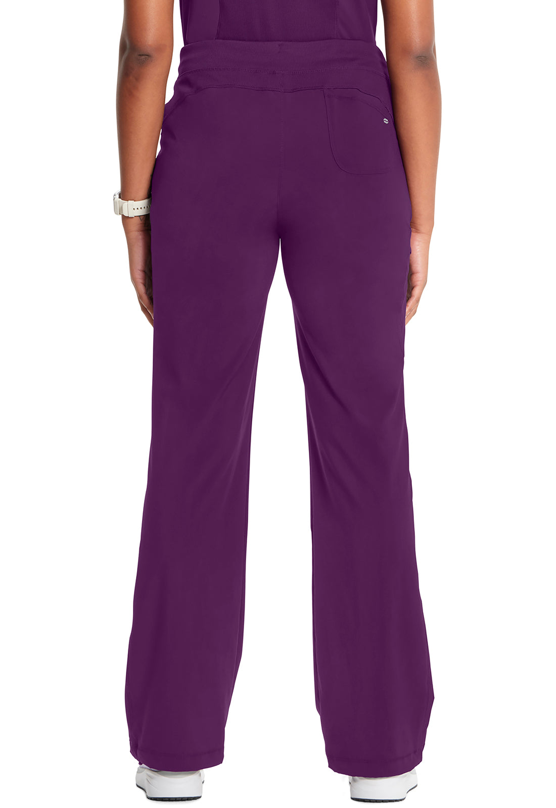 Classics 1123A Straight Leg Drawstring Pants Eggplant Model Image Back | Infinity