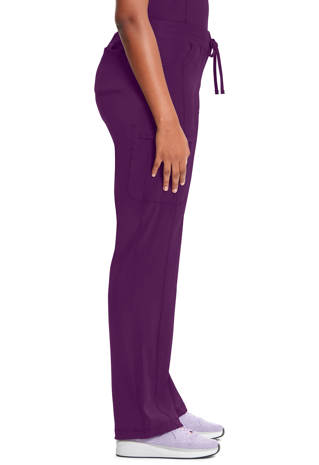 Classics 1123A Straight Leg Drawstring Pants Eggplant Model Image Right Side | Infinity