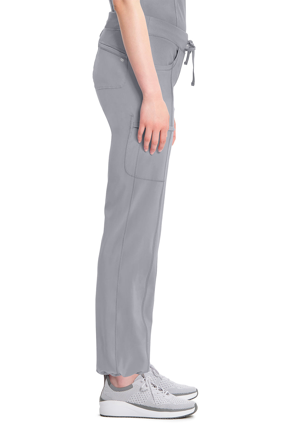 Classics 1123A Straight Leg Drawstring Pants Grey Model Image Right Side | Infinity