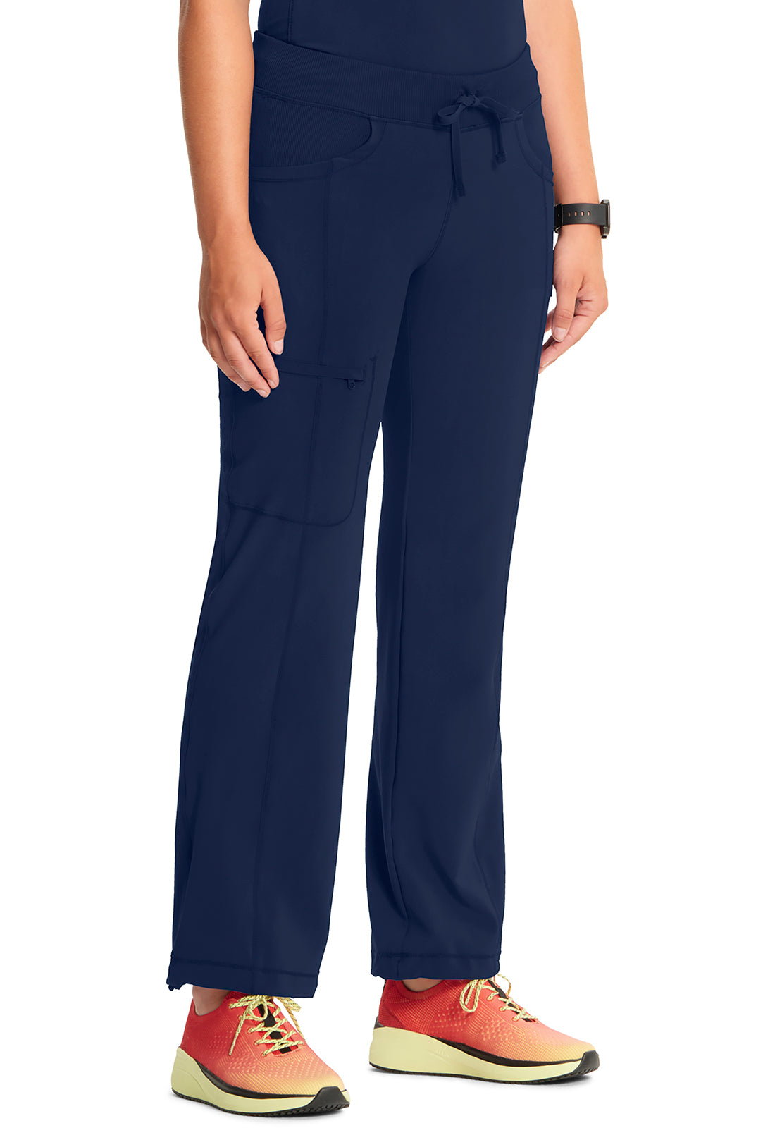 Classics 1123A Straight Leg Drawstring Pants Navy Model Image Left Side | Infinity