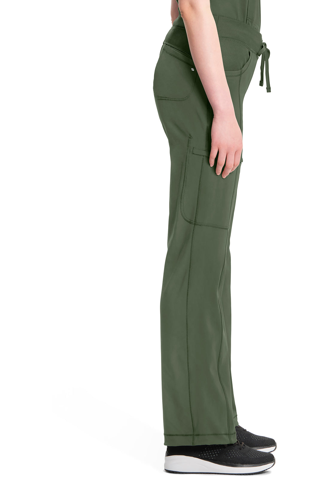 Classics 1123A Straight Leg Drawstring Pants Olive Model Image Right Side | Infinity