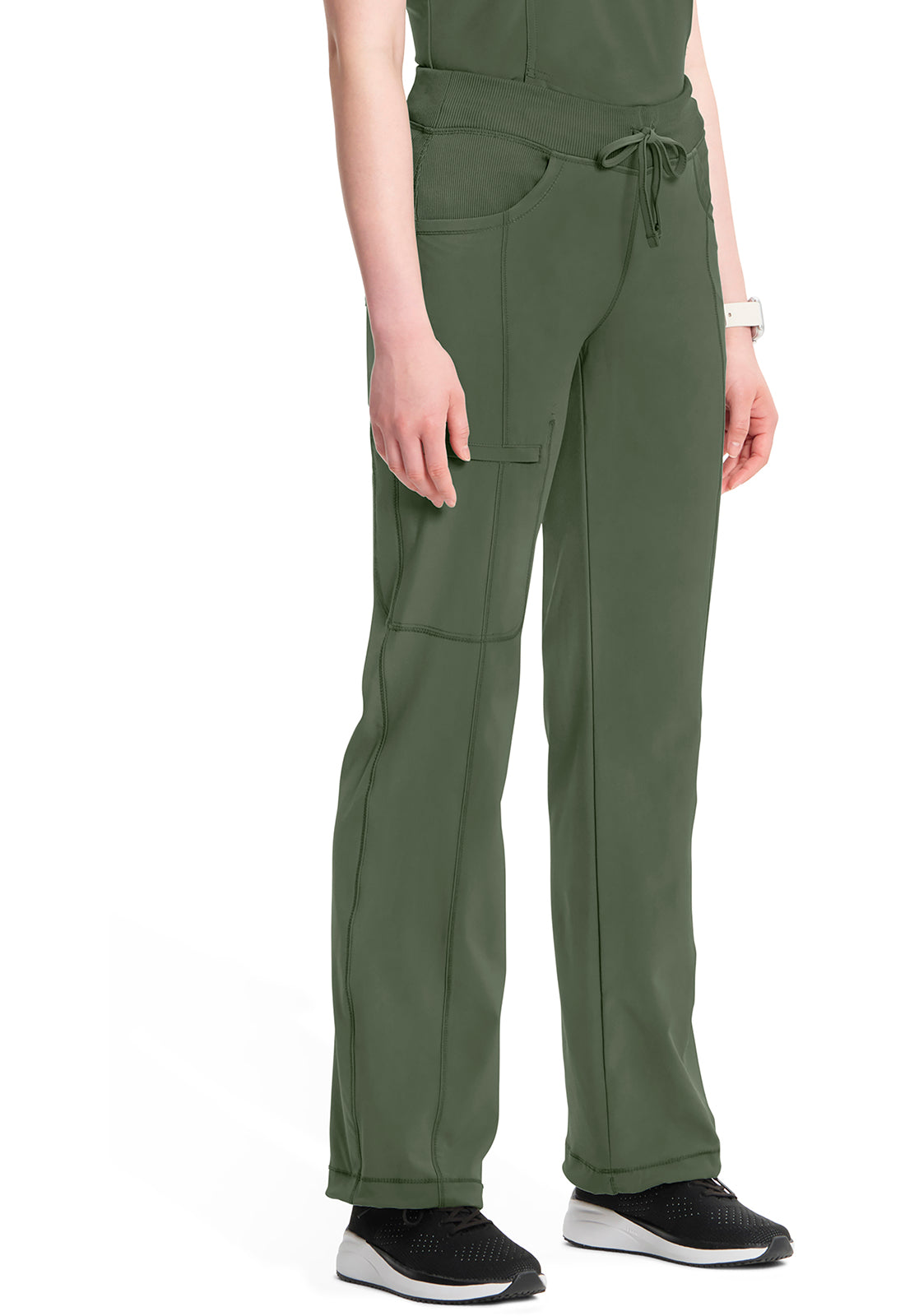 Classics 1123A Straight Leg Drawstring Pants Olive Model Image Left Side | Infinity