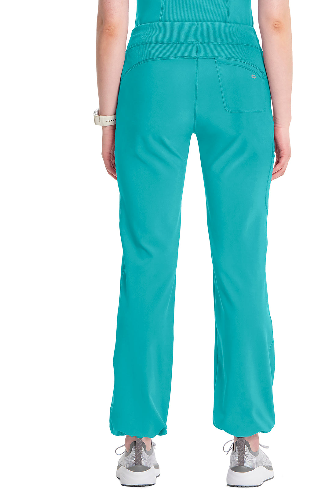 Classics 1123A Straight Leg Drawstring Pants Teal Blue Model Image Back | Infinity