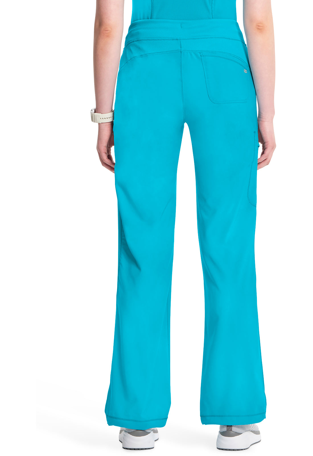 Classics 1123A Straight Leg Drawstring Pants Turquoise Model Image Back | Infinity