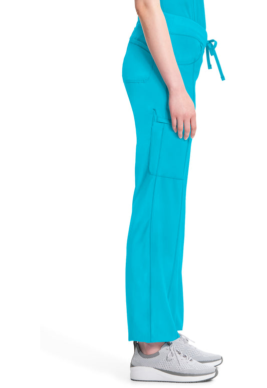 Classics 1123A Straight Leg Drawstring Pants Turquoise Model Image Right Side | Infinity