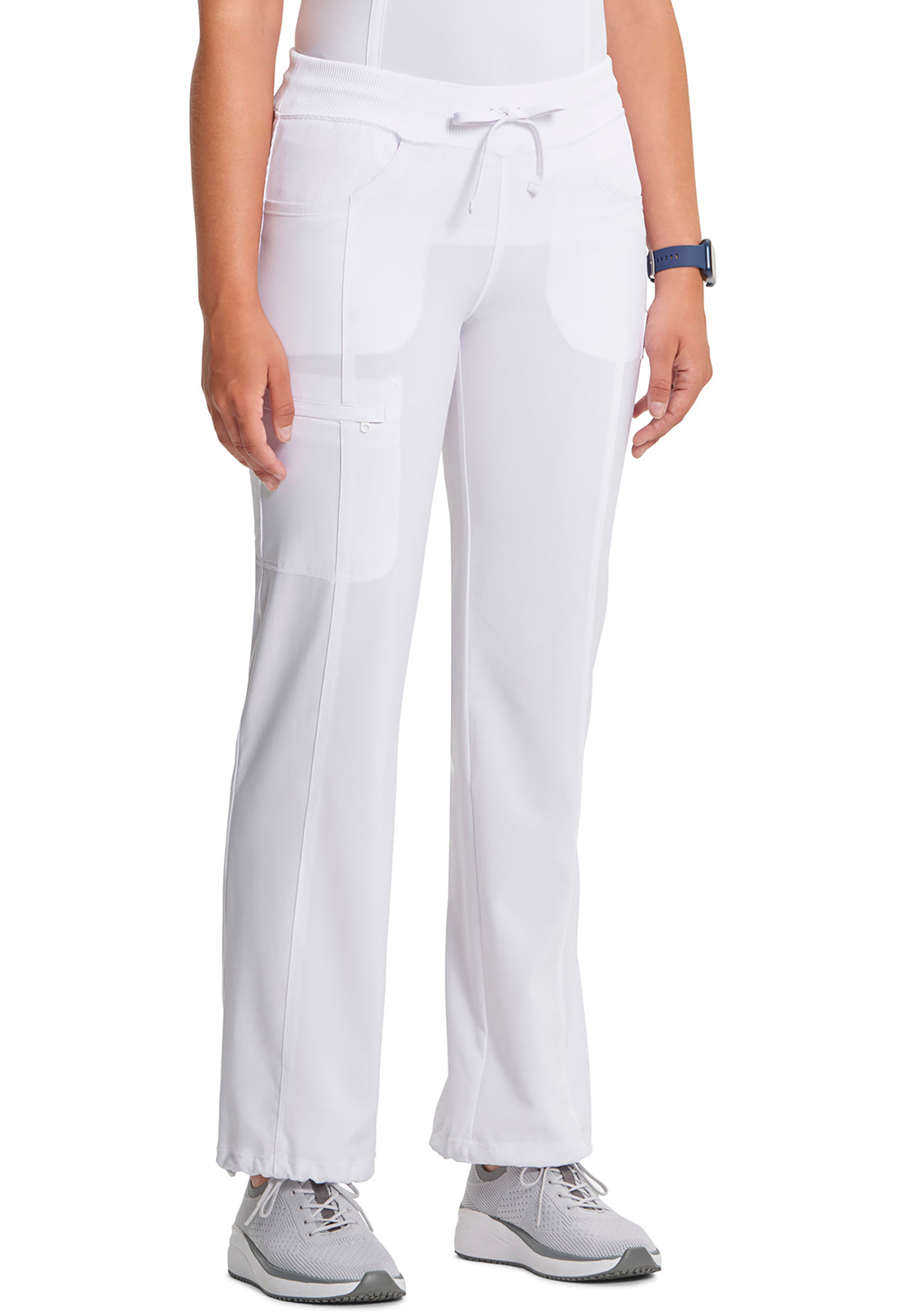 Classics 1123A Straight Leg Drawstring Pants White Model Image Left Side | Infinity