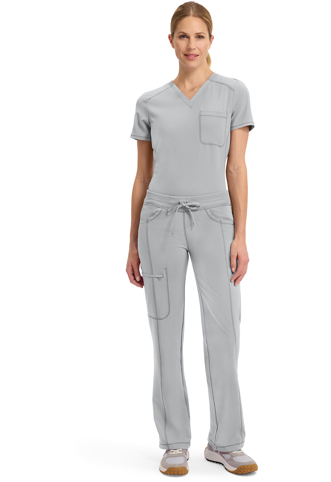 Infinity 1123A Women's Straight Leg Drawstring Scrub Pants Grey