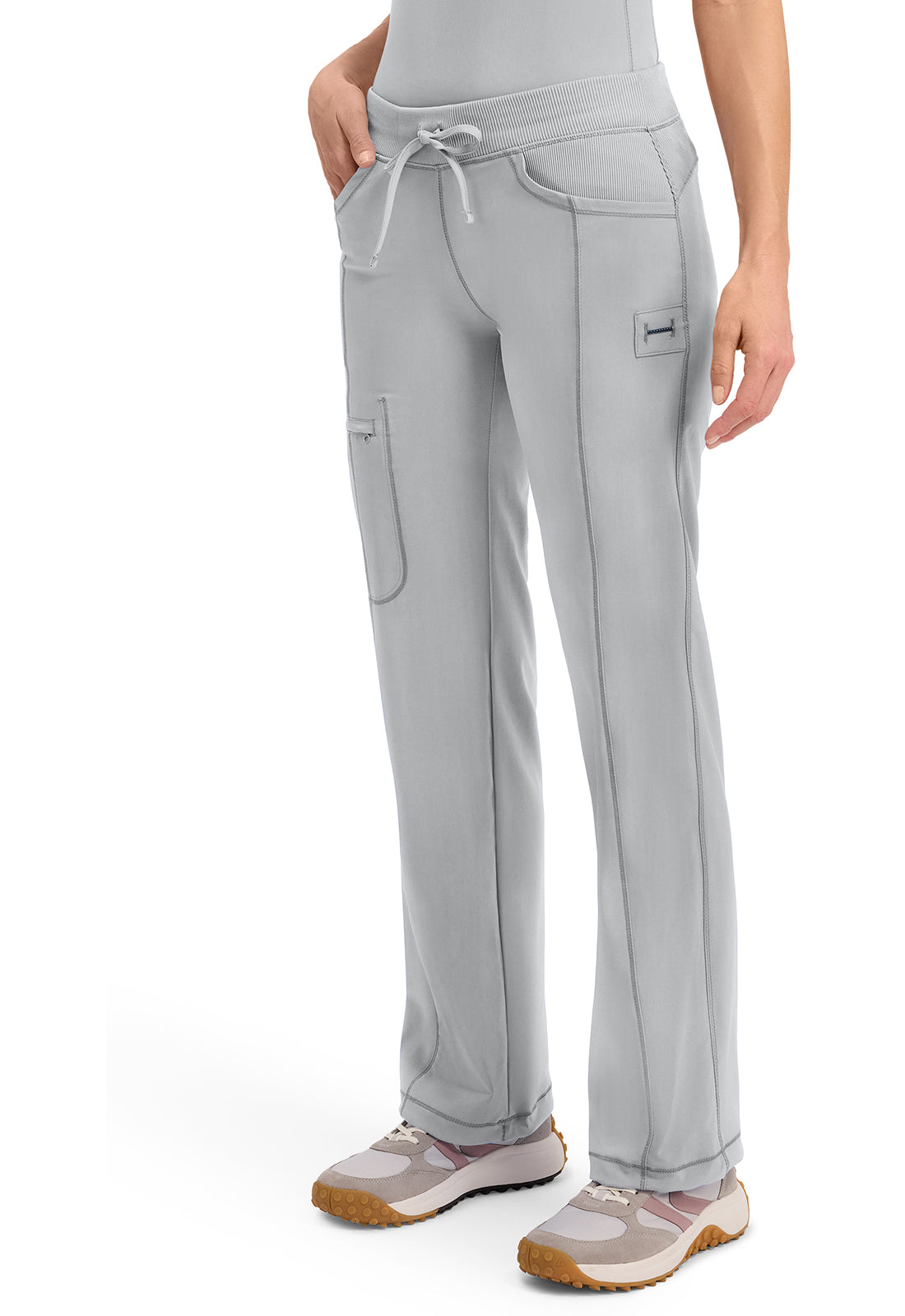Infinity 1123A Women's Straight Leg Drawstring Scrub Pants Grey