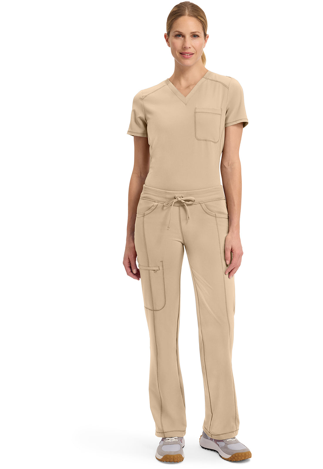 Infinity 1123A Women's Straight Leg Drawstring Scrub Pants Khaki