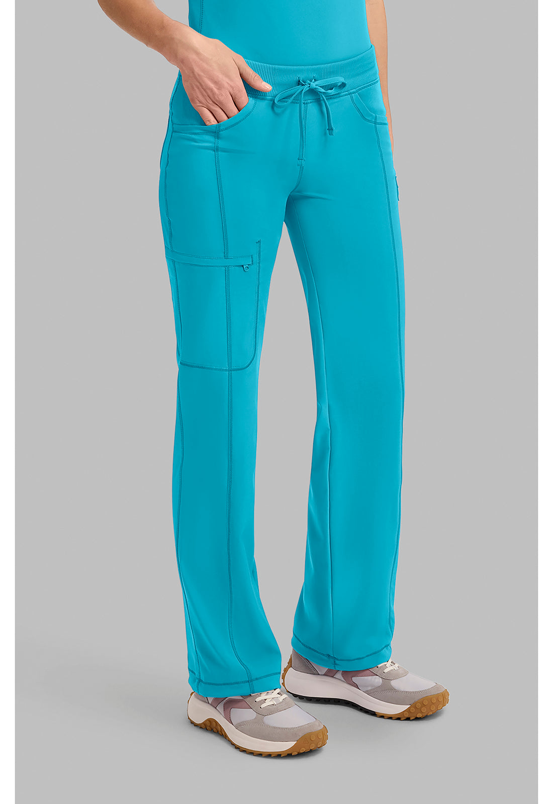 Infinity 1123A Women's Straight Leg Drawstring Scrub Pants Scuba Blue