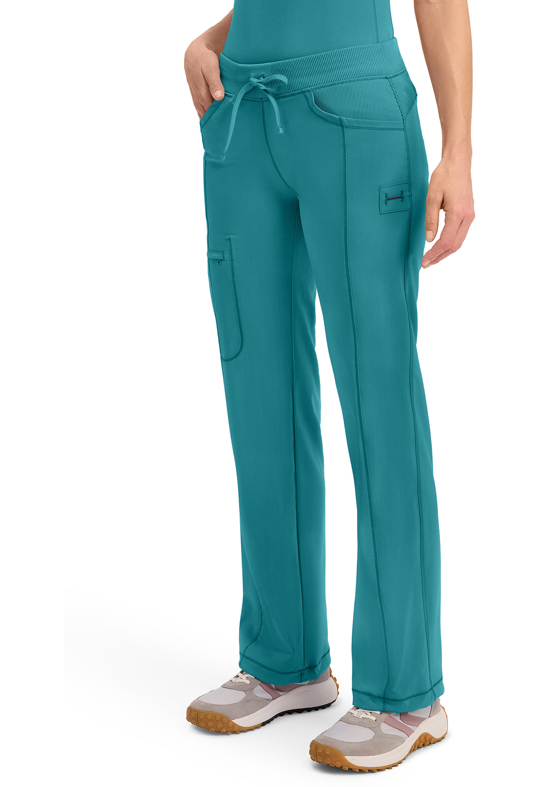 Infinity 1123A Women's Straight Leg Drawstring Scrub Pants Teal Blue