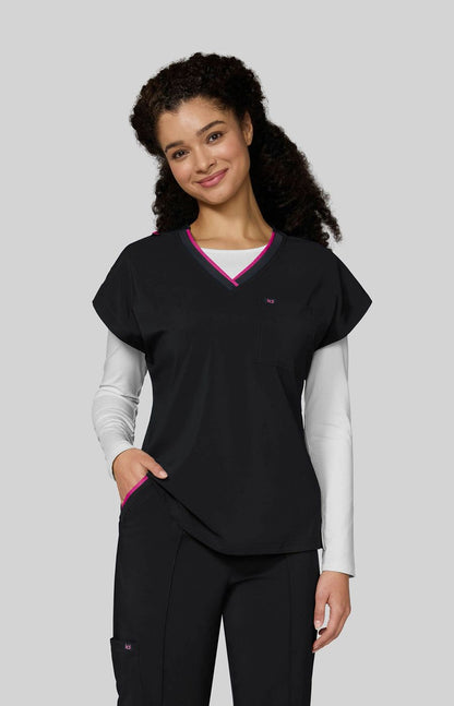 Basics McKenna Women's 1-Pocket Scrub Top Black