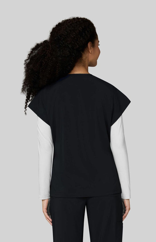 Basics McKenna Women's 1-Pocket Scrub Top Black