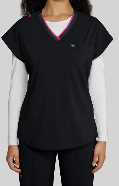 Basics McKenna Women's 1-Pocket Scrub Top Black