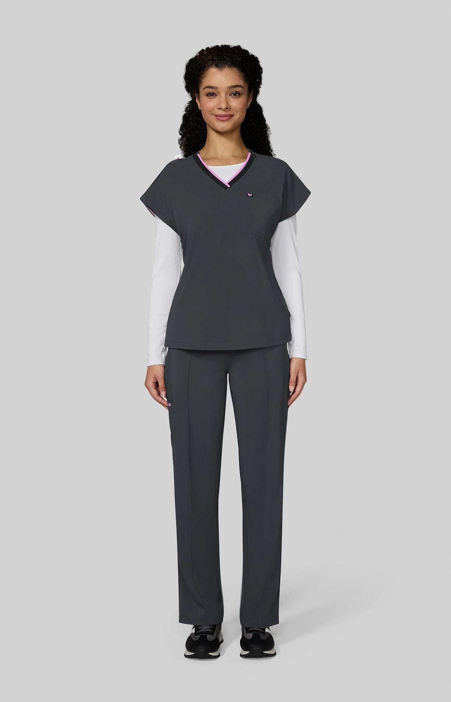 Basics McKenna Women's 1-Pocket Scrub Top Charcoal