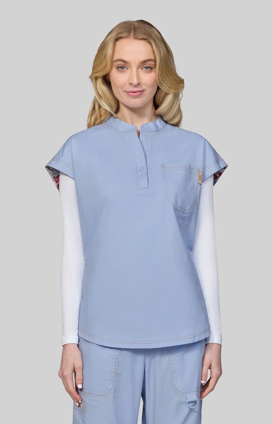Classics Seraphine Women's 1-Pocket Scrub Top Glass Blue