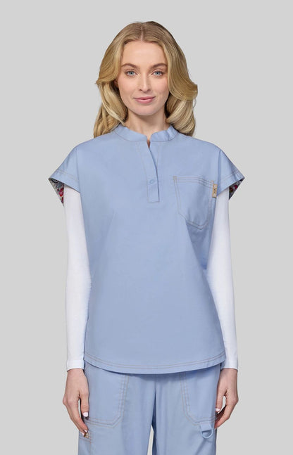 Classics Seraphine Women's 1-Pocket Scrub Top Glass Blue