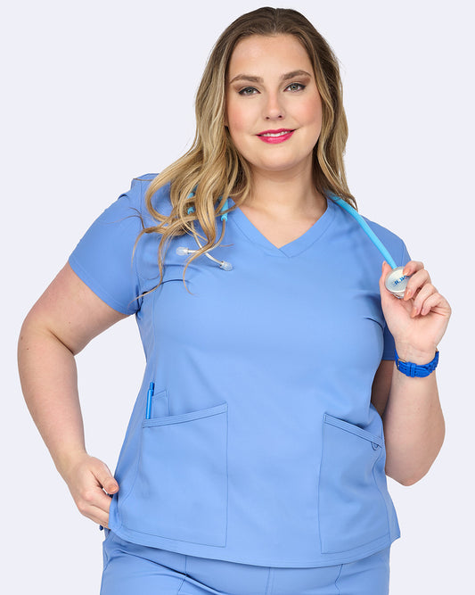 Studio 1165 Focus V-Neck Top Ciel