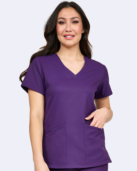 Zavate Focus V-Neck Top Style 1165 in color Eggplant Image 1