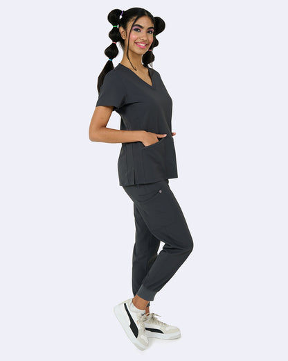 Studio 1165 Focus V-Neck Top Pewter