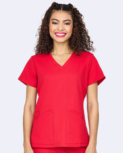 Studio 1165 Focus V-Neck Top Red