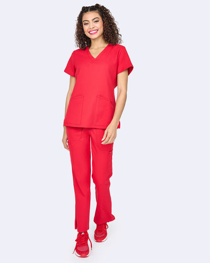 Studio 1165 Focus V-Neck Top Red