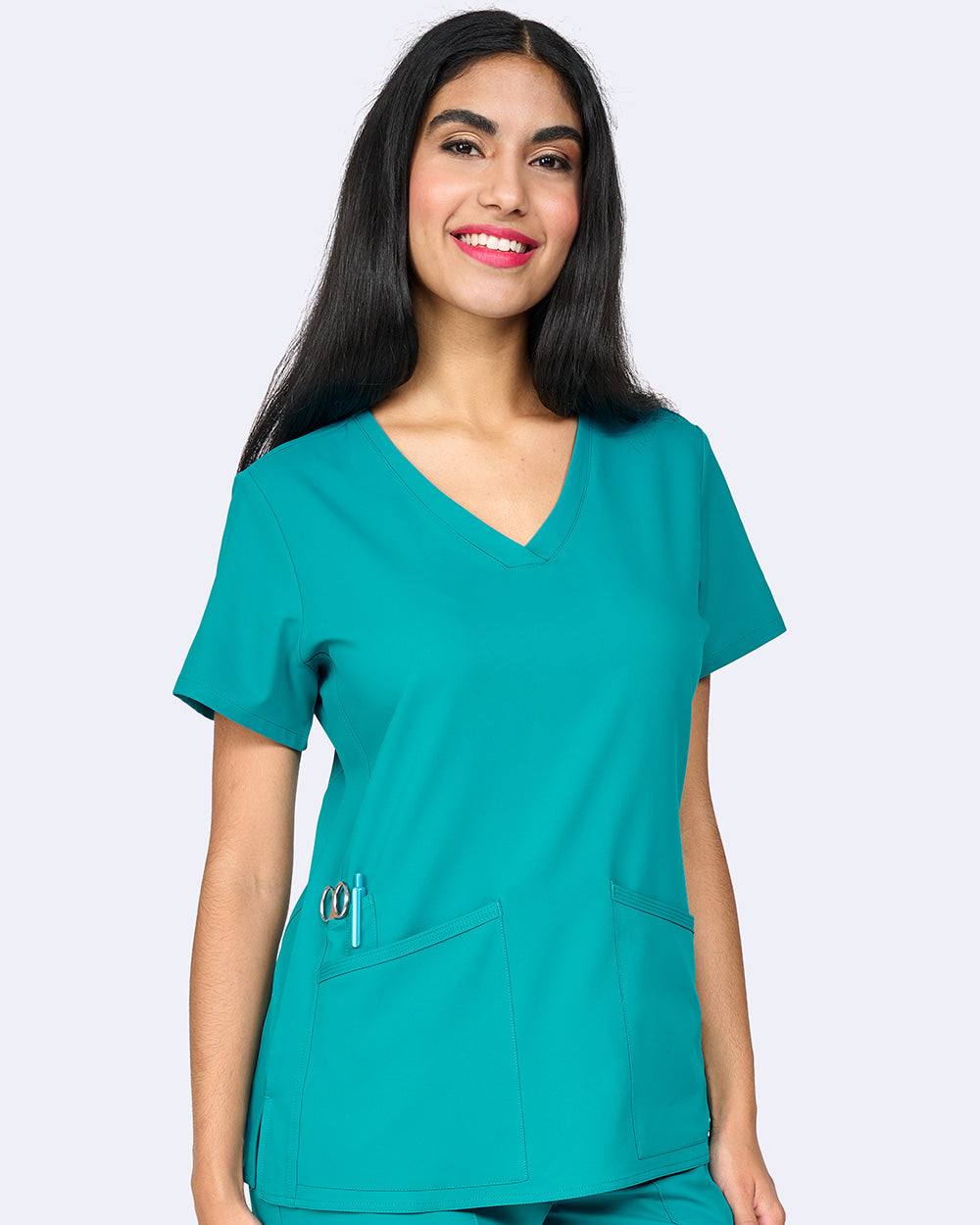 Zavate Focus V-Neck Top Style 1165 in color Teal Image 1