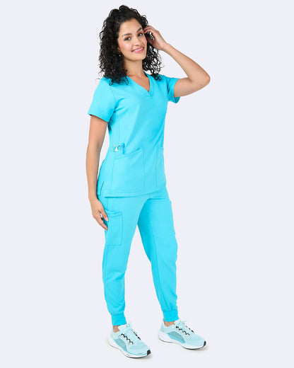 Zavate Focus V-Neck Top Style 1165 in color Turquoise Image 4