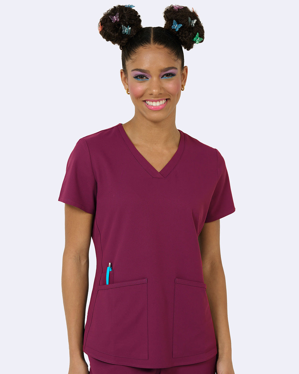 Zavate Focus V-Neck Top Style 1165 in color Wine Image 1