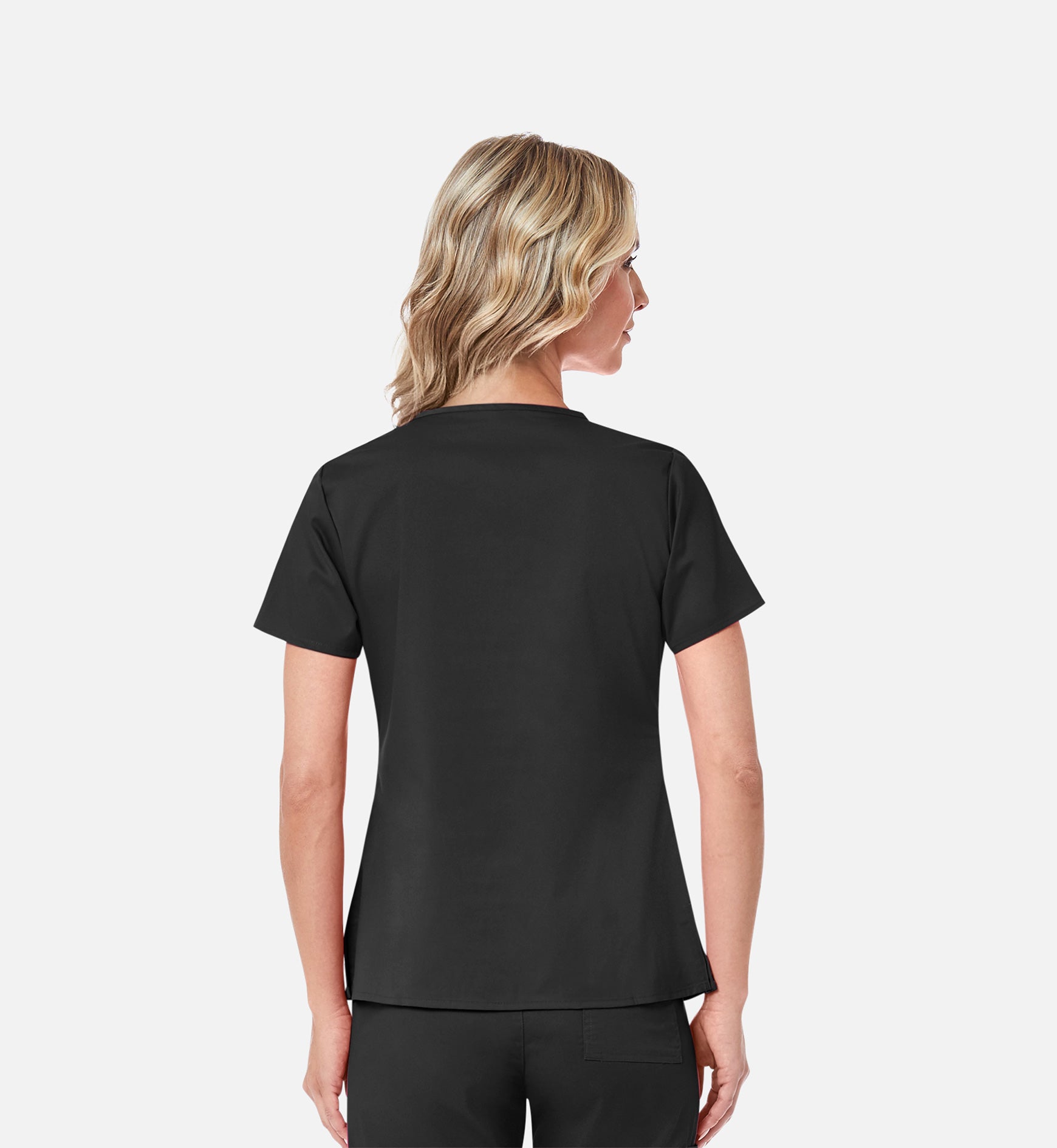 Blossom 1202 3 Pocket V-Neck Top Black