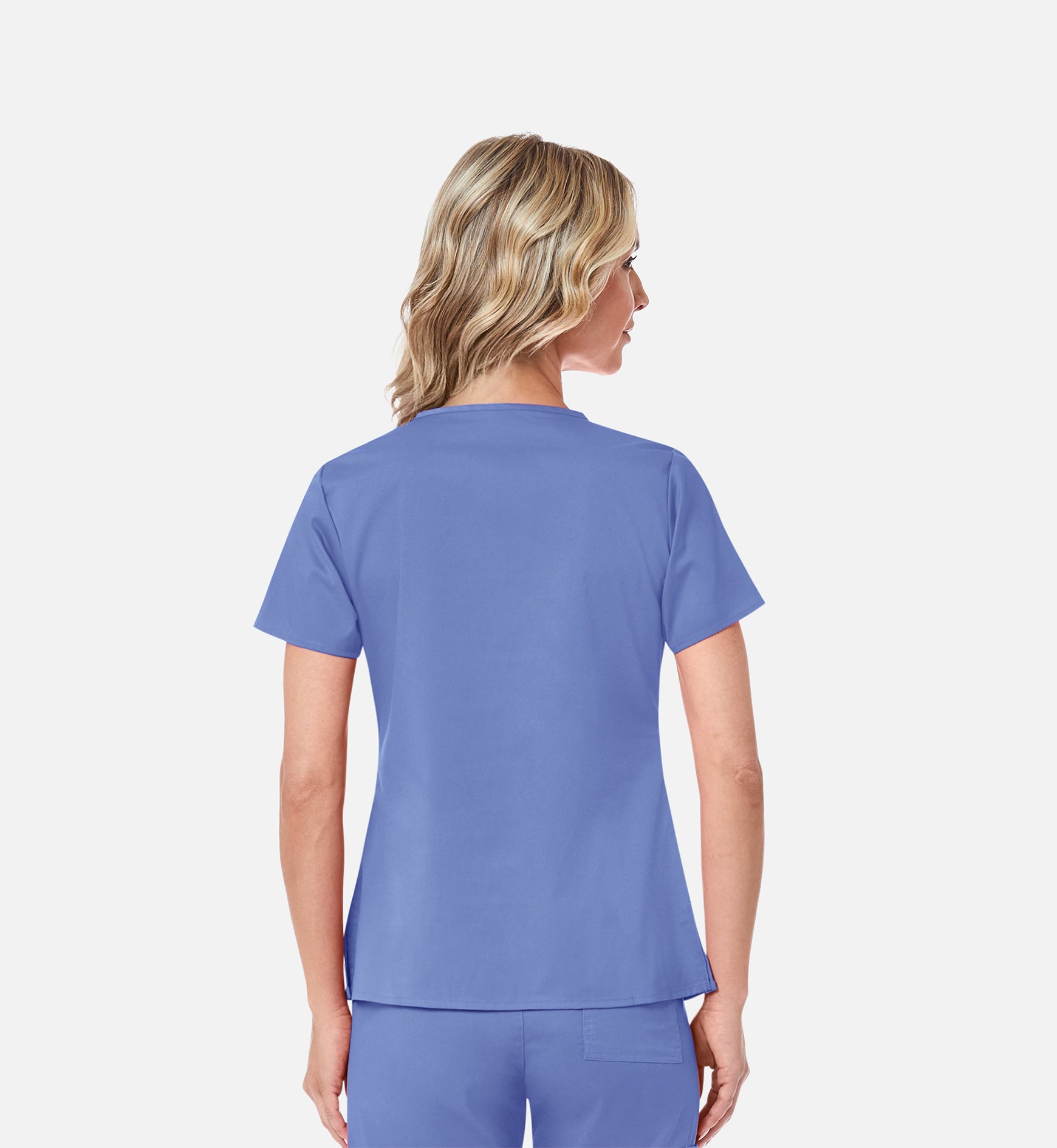 Blossom 1202 3 Pocket V-Neck Top Ceil Blue