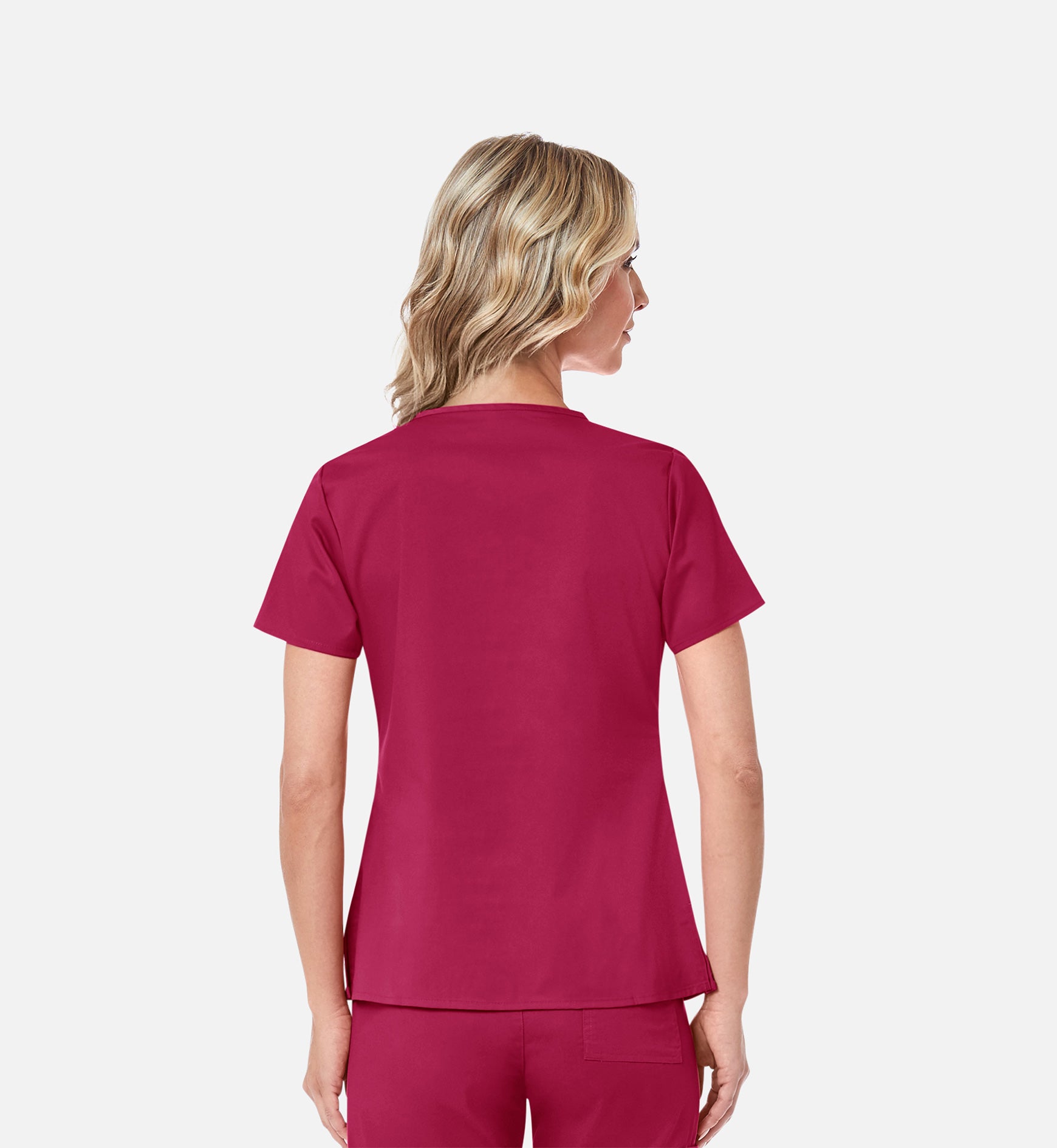 Blossom 1202 3 Pocket V-Neck Top Crimson