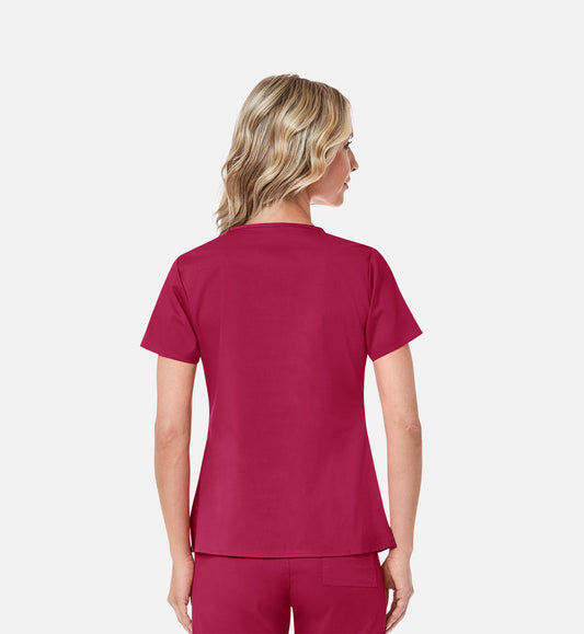 Blossom 1202 3 Pocket V-Neck Top Crimson
