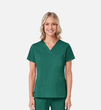 Blossom 1202 3 Pocket V-Neck Top Hunter