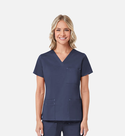Blossom 1202 3 Pocket V-Neck Top Navy