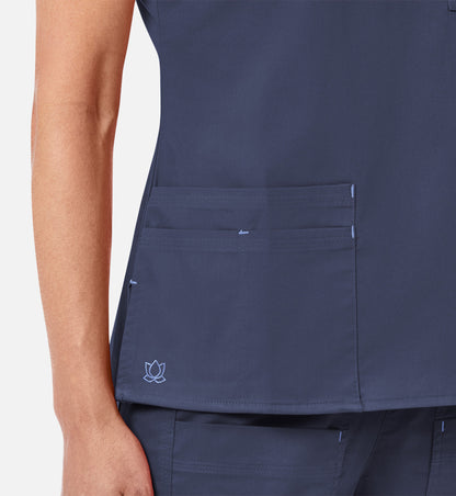 Blossom 1202 3 Pocket V-Neck Top Navy