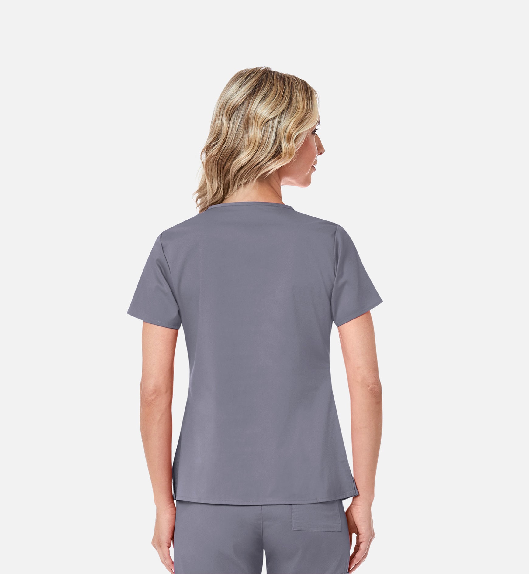 Blossom 1202 3 Pocket V-Neck Top Pewter