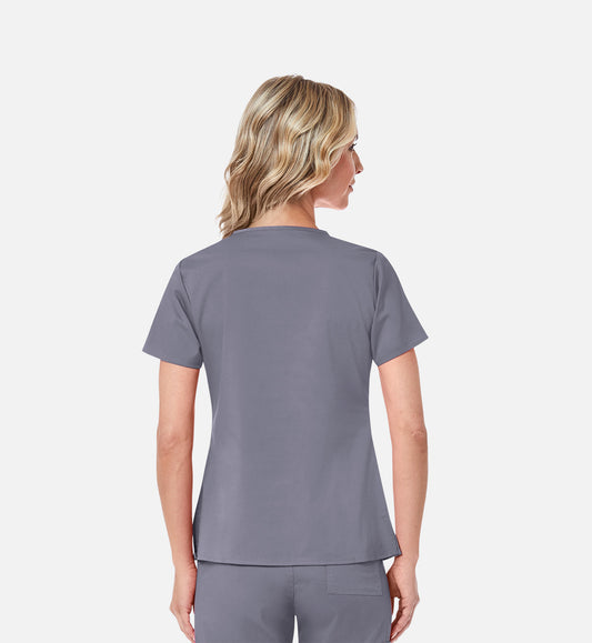 Blossom 1202 3 Pocket V-Neck Top Pewter