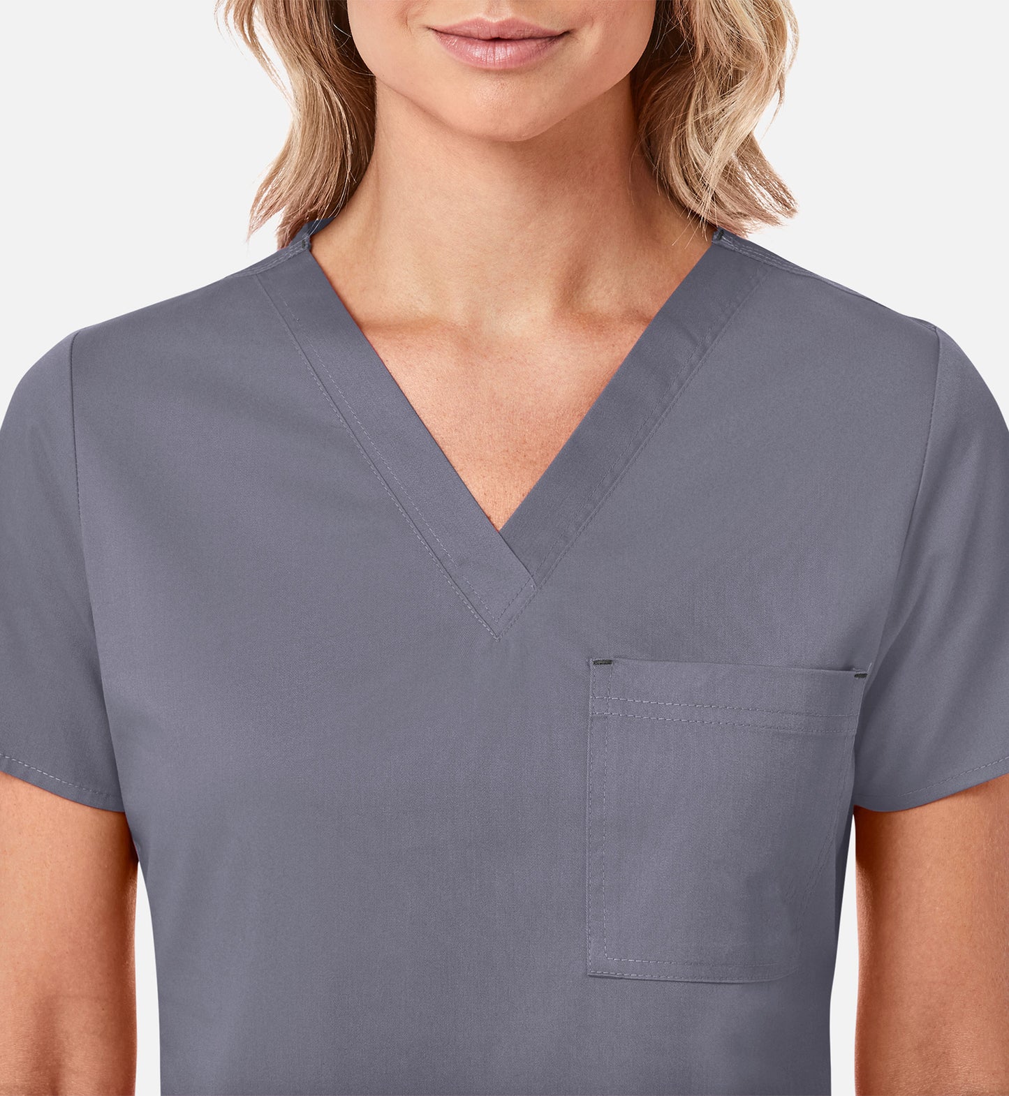 Blossom 1202 3 Pocket V-Neck Top Pewter