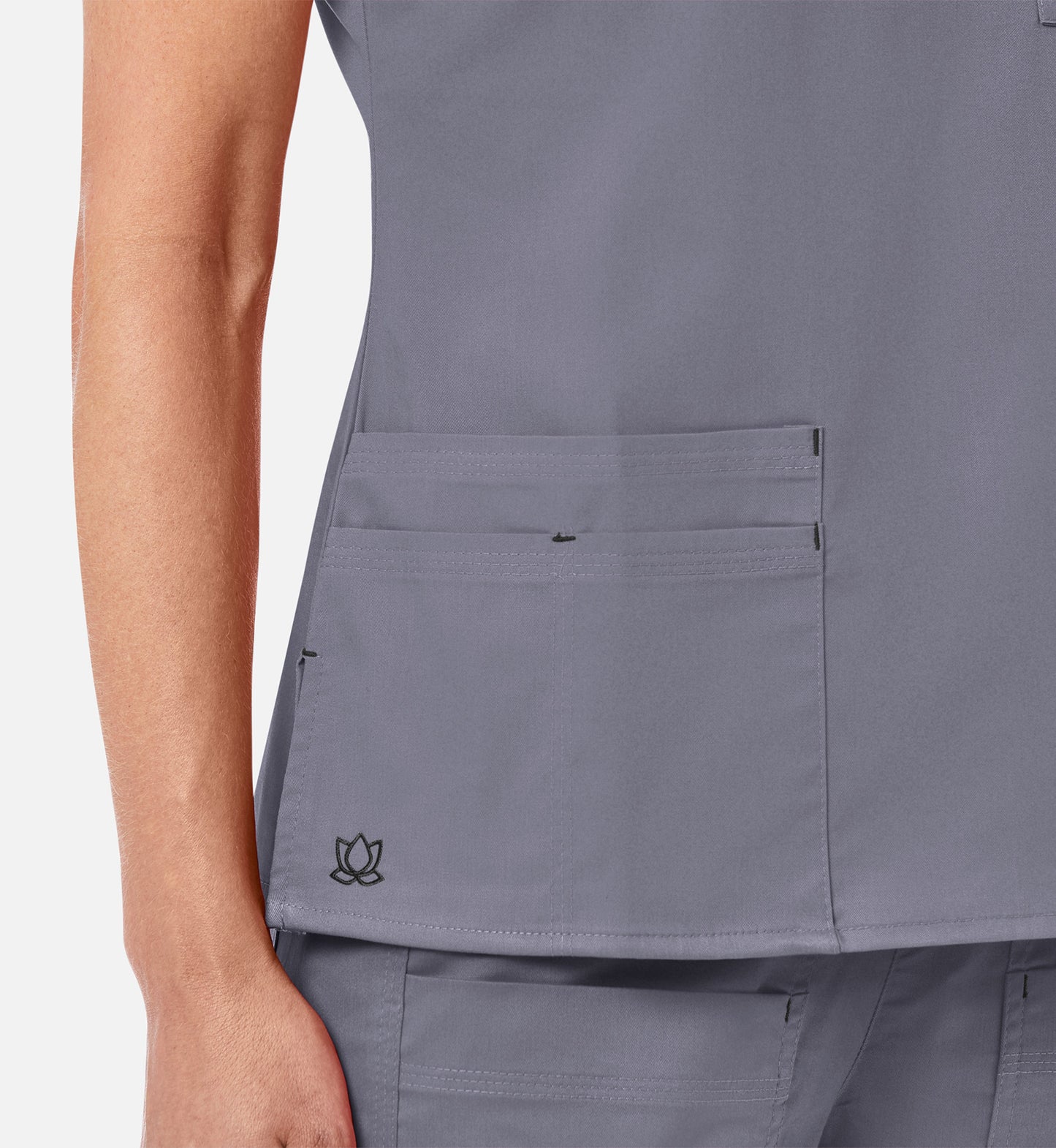 Blossom 1202 3 Pocket V-Neck Top Pewter