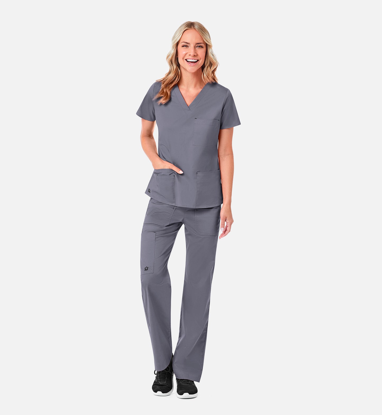 Blossom 1202 3 Pocket V-Neck Top Pewter