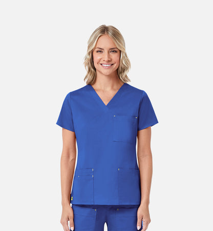 Blossom 1202 3 Pocket V-Neck Top Royal Blue