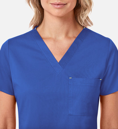 Blossom 1202 3 Pocket V-Neck Top Royal Blue
