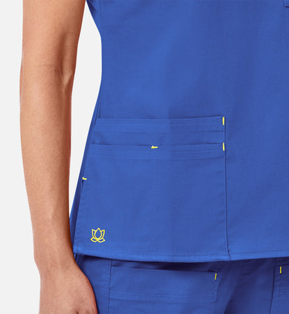 Blossom 1202 3 Pocket V-Neck Top Royal Blue