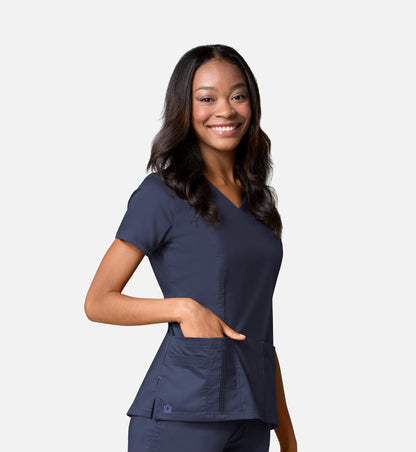 Blossom 1302 Pintuck Mock Wrap Top Navy
