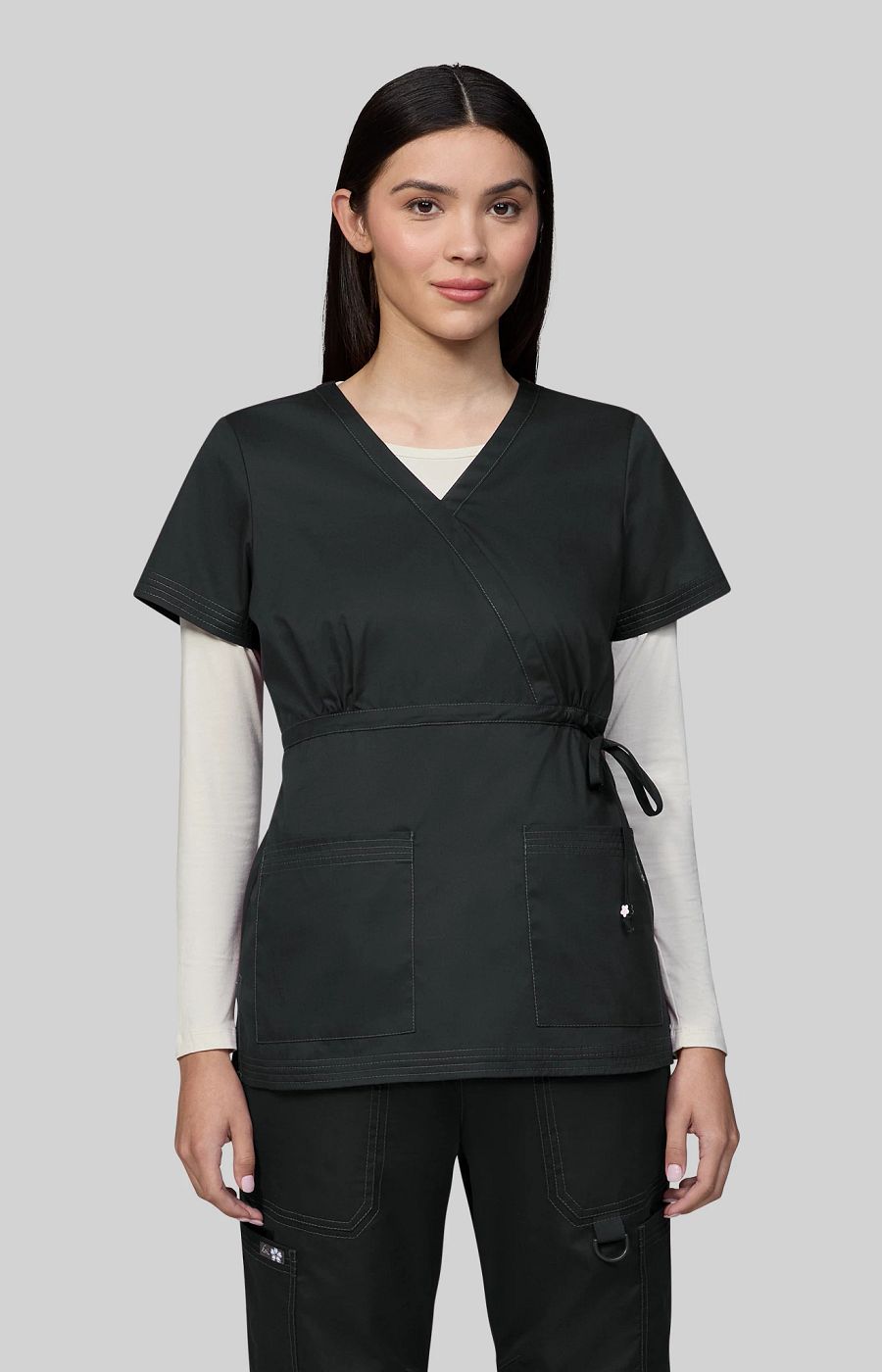Classics Katelyn Women's 2-Pocket Scrub Top Black