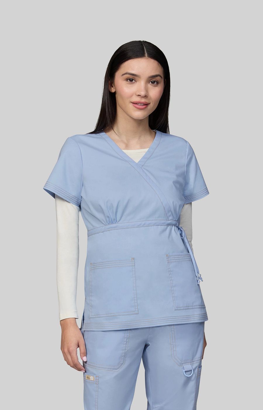 Classics Katelyn Women's 2-Pocket Scrub Top Glass Blue