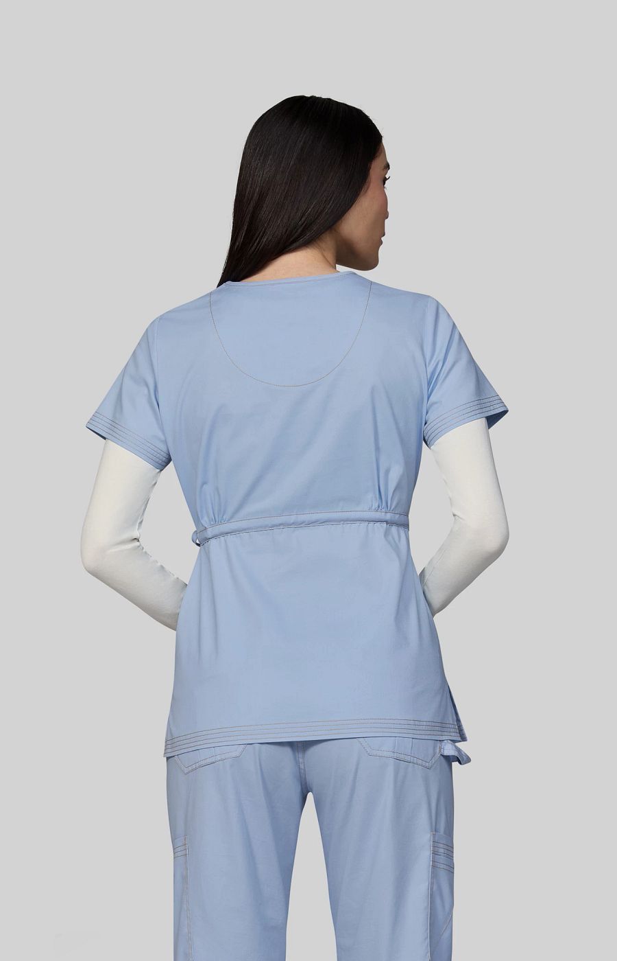 Classics Katelyn Women's 2-Pocket Scrub Top Glass Blue